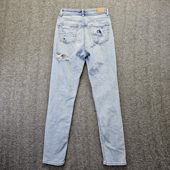 American Eagle Jeans Womens Size 000 Light Wash Mom Jean Stretch Distressed - Picture 2 of 12